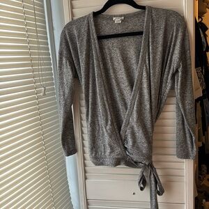 J.Crew wrap top charcoal gray. Size small.
